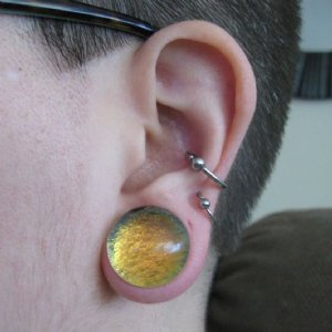 Double Flare Dichroic Foil On Black Plugs Customer Photo